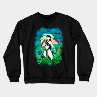 Goth girl with ghouls Crewneck Sweatshirt